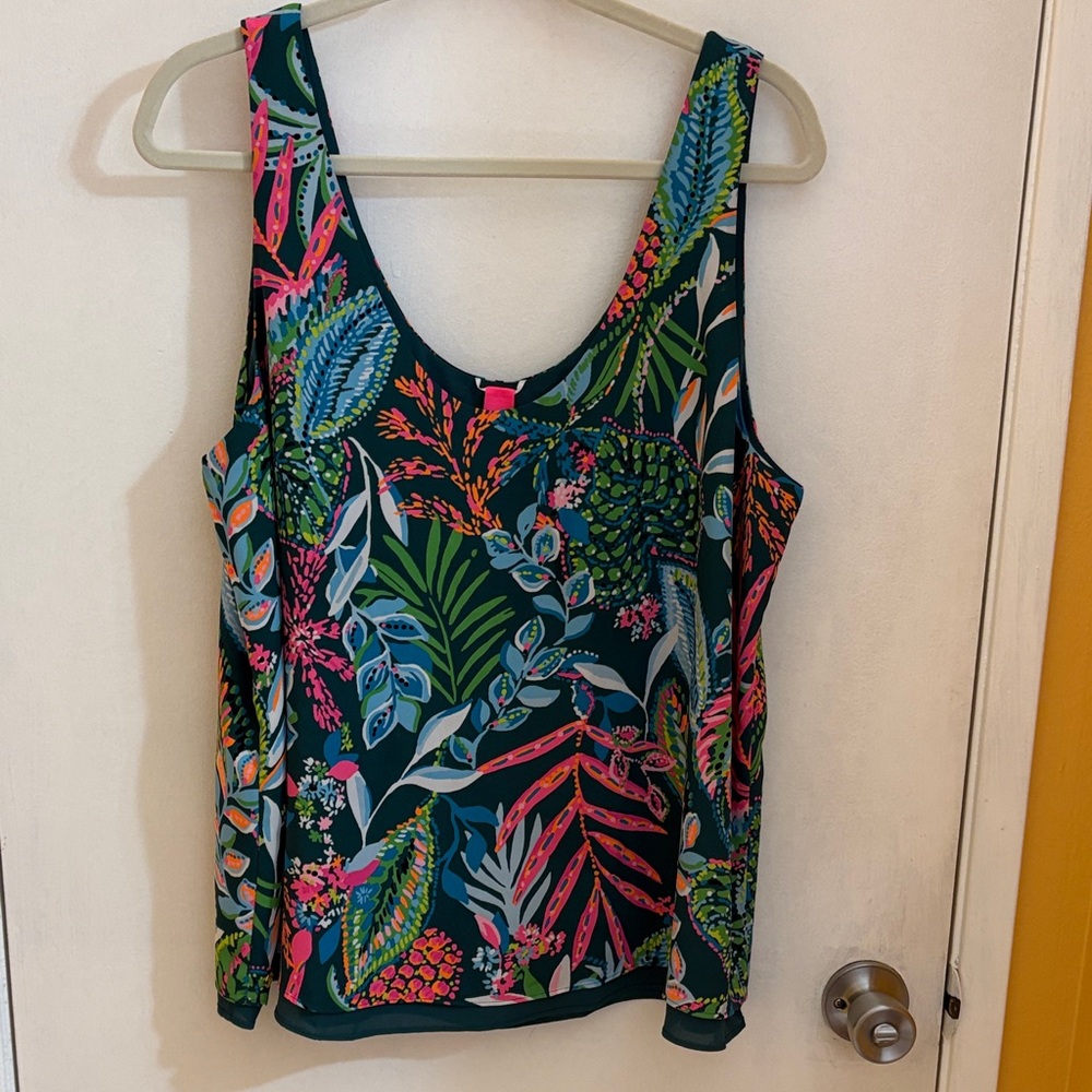 Lilly Pulitzer Tropical Print Tank Top - Green and Pink